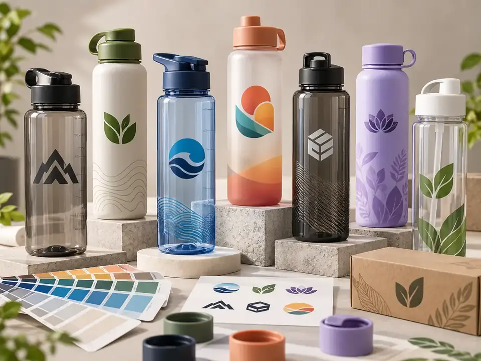 Botellas de agua con logotipo personalizado: diseño, impresión y lista de verificación de muestras