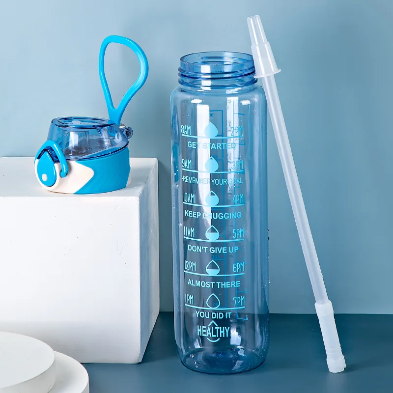 1000ml Clear Sports Water Bottle with Time Markers - product product catalog photo 2