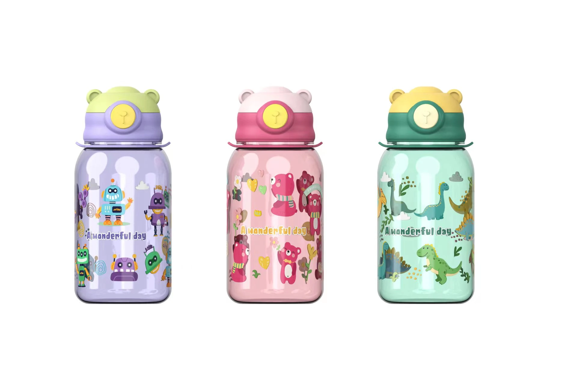 Botella de agua de plástico para niños de 650 ml, modelo 2412