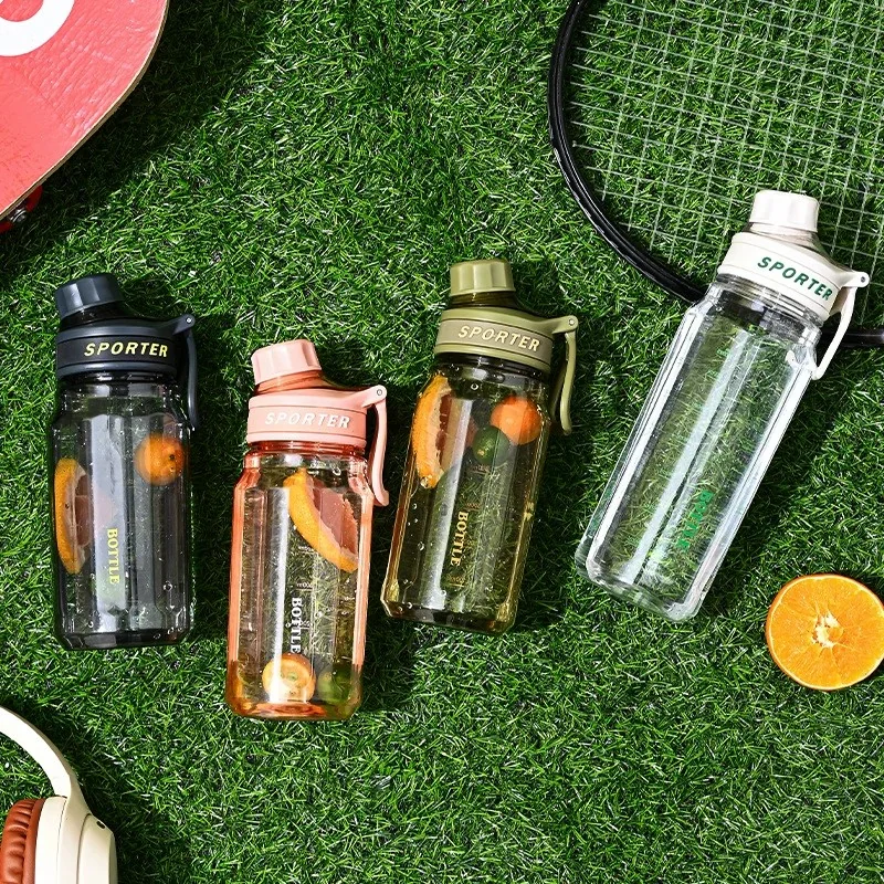 Clear Flip-Top Straw Sports Bottles - 3